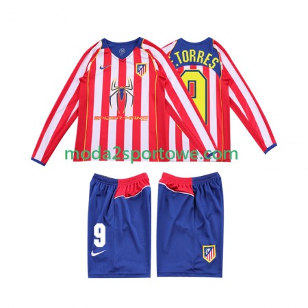 Koszulka Atlético Madryt F TORRES 9 2004 Retro Dziecięcy Domowe Stroje Piłkarskie 2005 Długi Rękaw